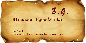 Birbauer Gyopárka névjegykártya